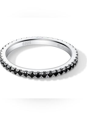 Pics For Cindz2004 Sterling Silver Black CZ Eternity Band - Black